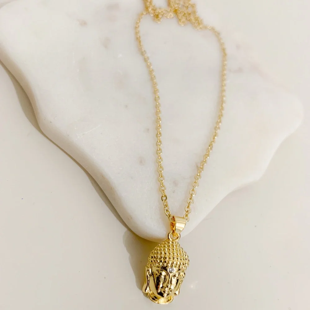 Buddha Head Necklace | 14k Gold Filled - Picture 3 of 10